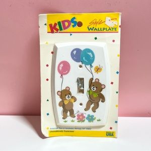 Vintage pastel kitsch teddy bear light switch cover